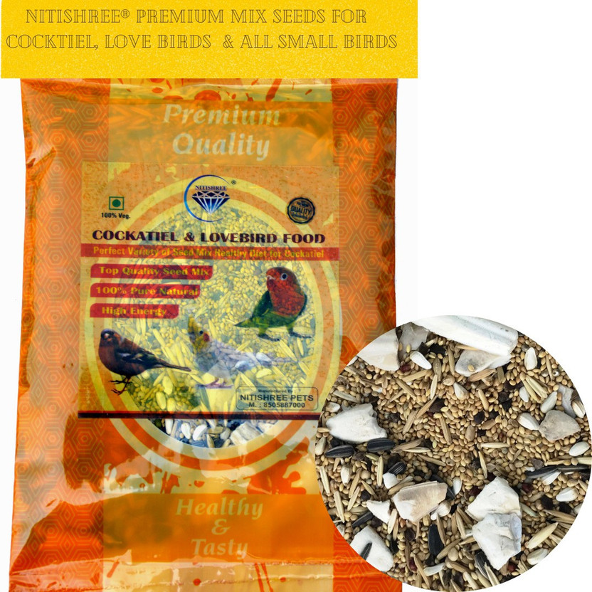 Nitishree Premium Special complite Bird Food for Mix Seed with Broken cuttlefish bone for Parrots, Conure, Cockatiel & Lovebird ( 2000 gm) Nuts 2 kg (2x1 kg) Dry New Born, Young, Senior, Adult Bird Food