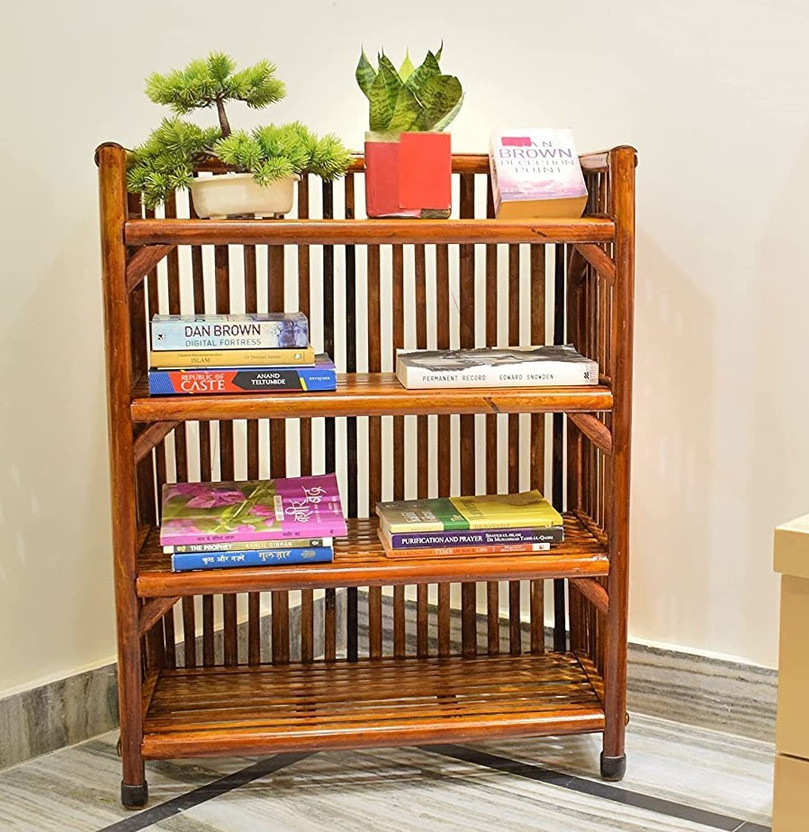 RAINBOW Bamboo,Cane Shoe Rack,Slipper Stand,Utility Rack,PlanterStand, Bookshelf,Kitchen Cane Display Unit(Finish Color - Brown, Pre-assembled)