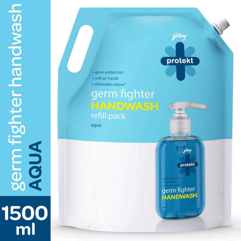 Godrej Protekt Germ Fighter Aqua Hand Wash Refill Pouch(1500 ml)