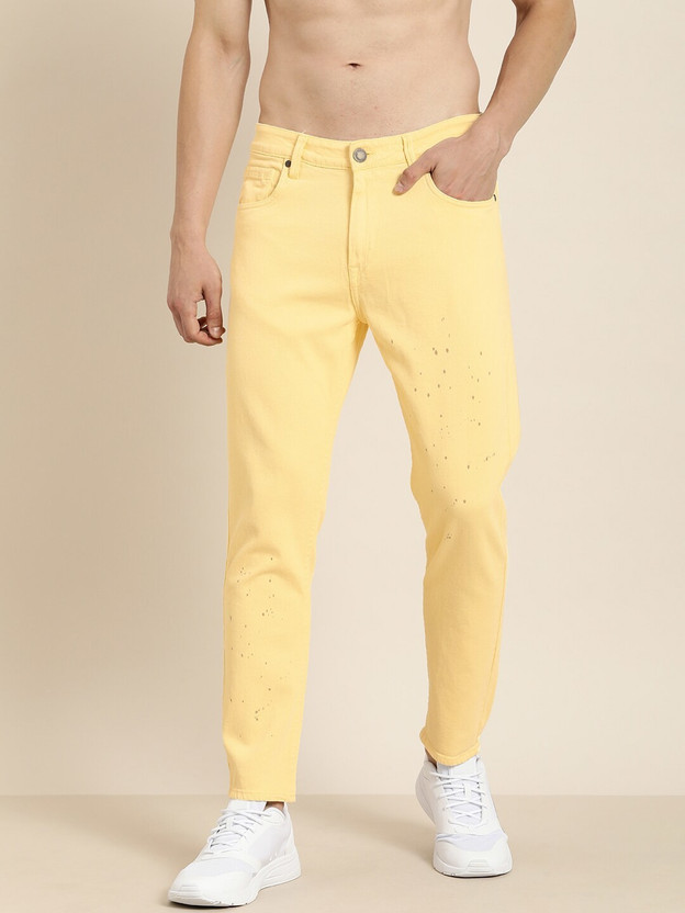 yellow skinny jeans men's