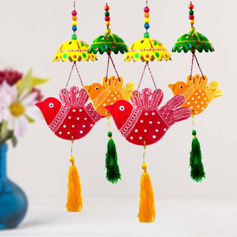 Sohibe Jaipuri Colorful Bird Hanging Handmade and HandPainted Main Door Latkan Toran For Pooja