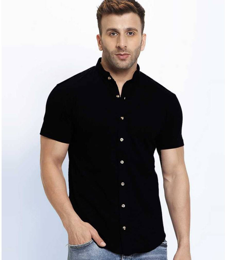 Black half shirt online clearance