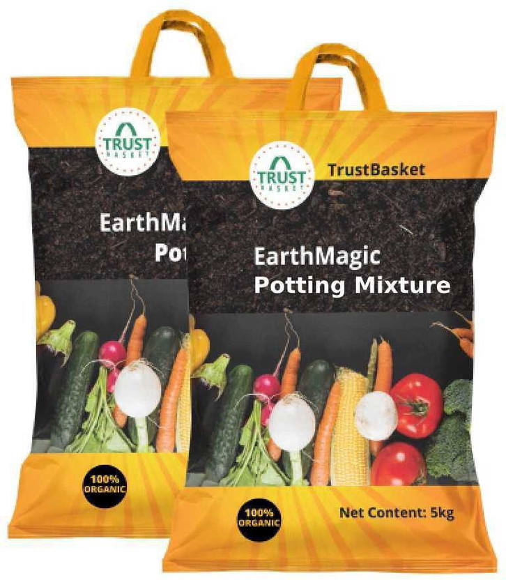 TrustBasket Premium Enriched Organic Earth Magic Potting Soil Mix Fertilizer for Plants - 10Kg Manure(10 kg, Powder)