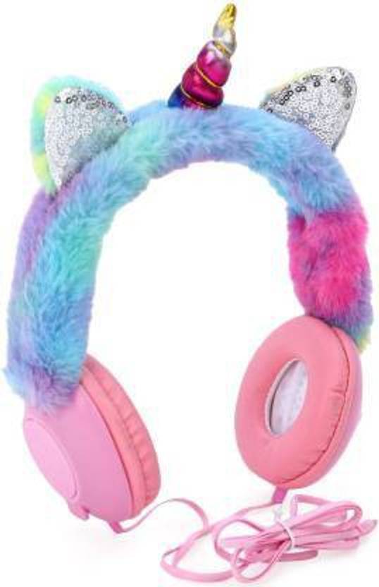 MADDYGROUP KIDS TOYUNICORN FUR HEADPHONE RAINBOW COLORFFUL CUTE SOUND UNICORN HEADPHONE