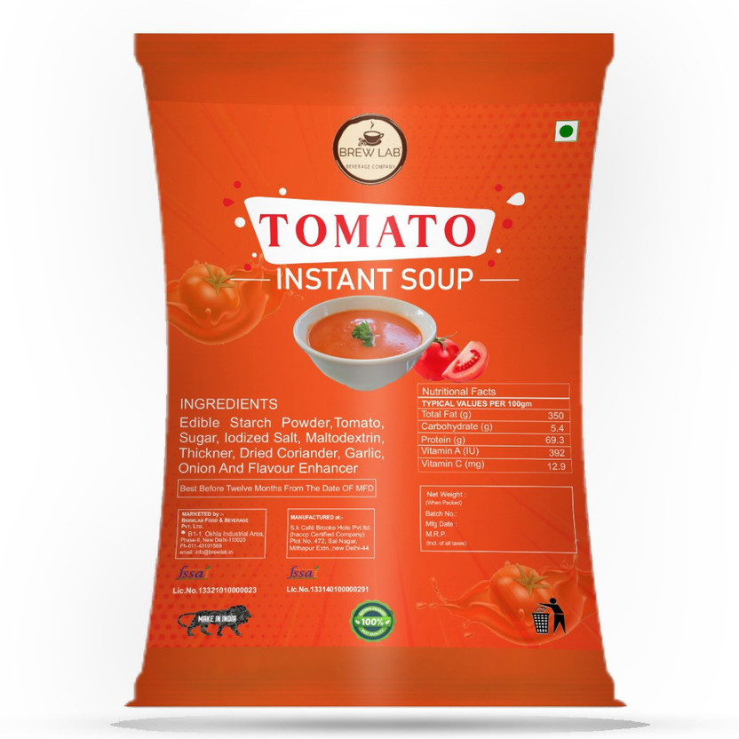 Brew Lab Ready To Cook Instant Healthy Tomato Instant Soup Powder | Easy to Prepare |(1 kg)