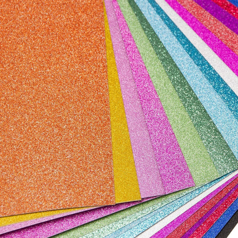 ARETOR Sparkle Glitter Non Adhesive Multicolor Sheets Thick 10 Color, For Art and Craft Plain A4 120 gsm Craft paper(Set of 10, Multicolor)