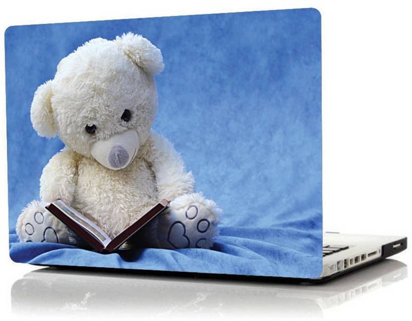 Yellow Alley White Teddy Bear Laptop Sticker/SkinPrinted on Vinyl, HD, Scratchproof, Easy to