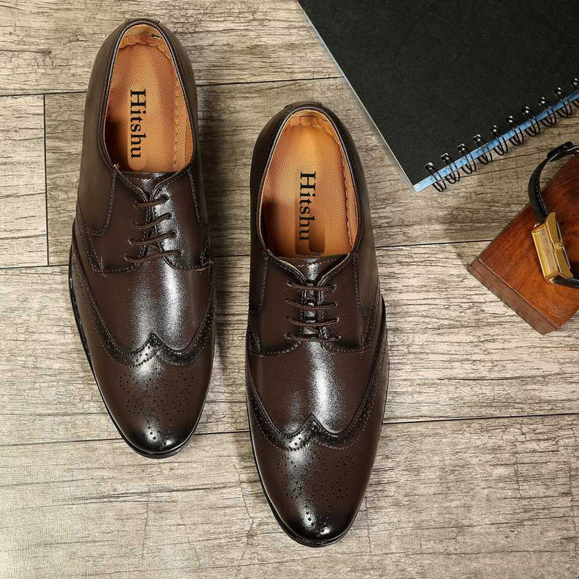 HITSHU Men's Brogue Formal Shoes Finest 