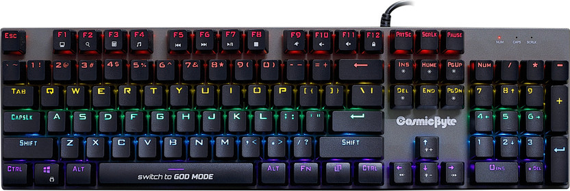 Cosmic Byte CB-GK-27 Vanth Mechanical Keyboard Outemu Blue Switches Wired USB Standard Gaming Keyboard Compatible with Desktop, Laptop, Mac No(Black&Grey)
