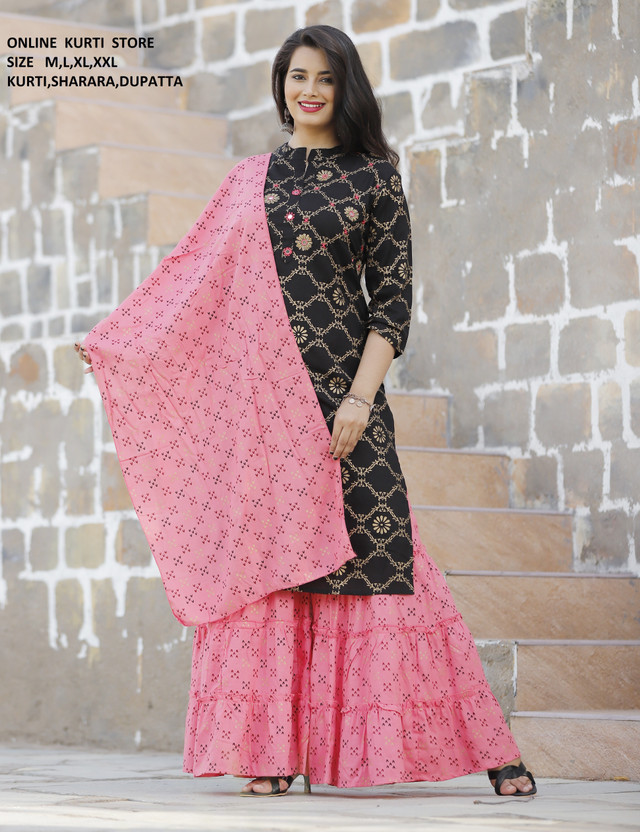 sharara kurti dupatta set
