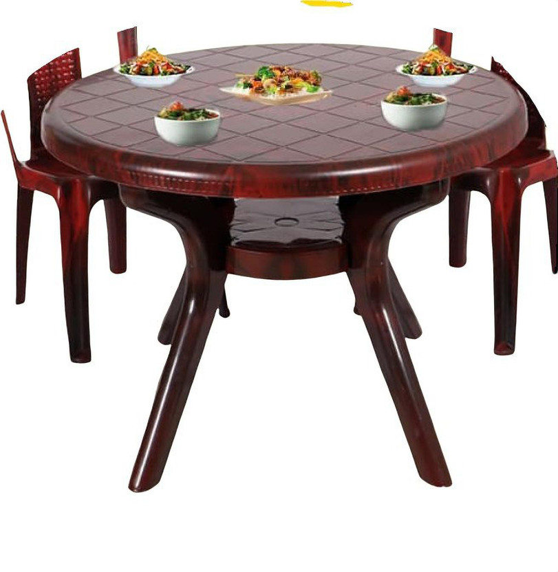 AAMROSE Plastic 4 Seater Dining Table(Finish Color - ROSEWOOD, DIY(Do-It-Yourself))