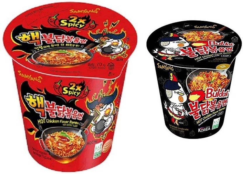 Samyang Hot Chicken 2X Spicy Buldak Cup Noodle,70gm (PK1) & Black Stir