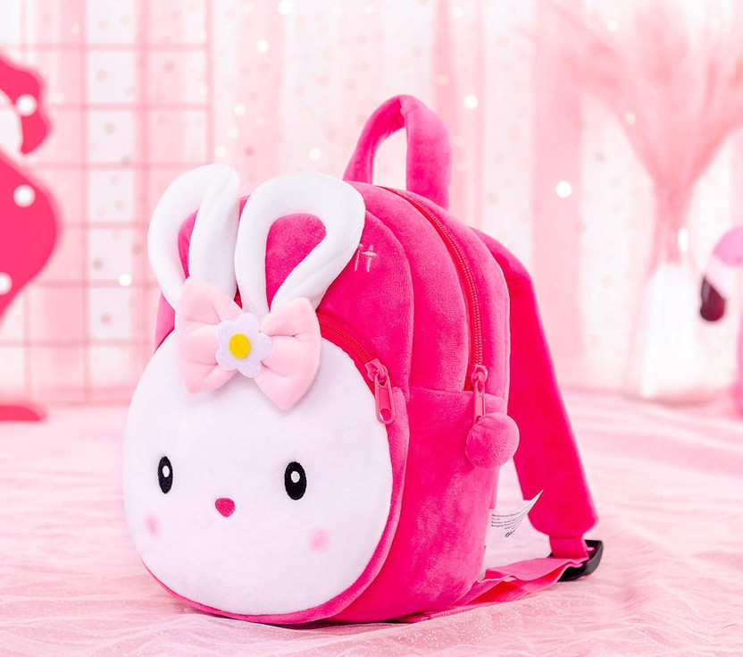 STYLAVIA Small 10 L Backpack Kids School Bag KSoft Plush Cartoon Baby Boys/Girls Plush Bag (Red, 11) (Pink, White) Plush Bag(Multicolor, 10 L)