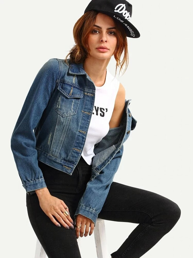 ripped womens denim jacket