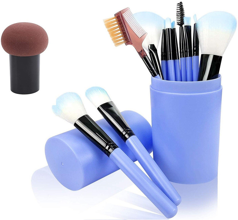 lakyou lakyou Glow 12pcs Makeup Eye shadow Brush Foundation Lips Eyebrows Face Cosmetic Brush Makeup Brushes Tool with Case Holder Kit 1 Mushroom Beauty Blender Color (Multicolor) (Pack of 13)(Pack of 13) - Flipkart Deal