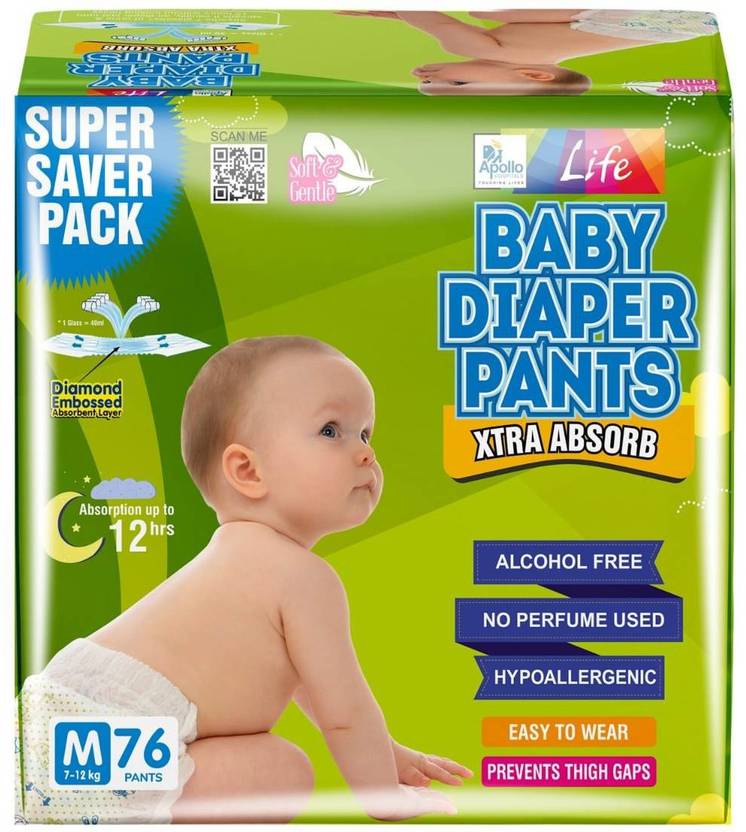 Apollo Pharmacy AP BABY DIAPER PANTS (M) 76'S M Buy 76 Apollo
