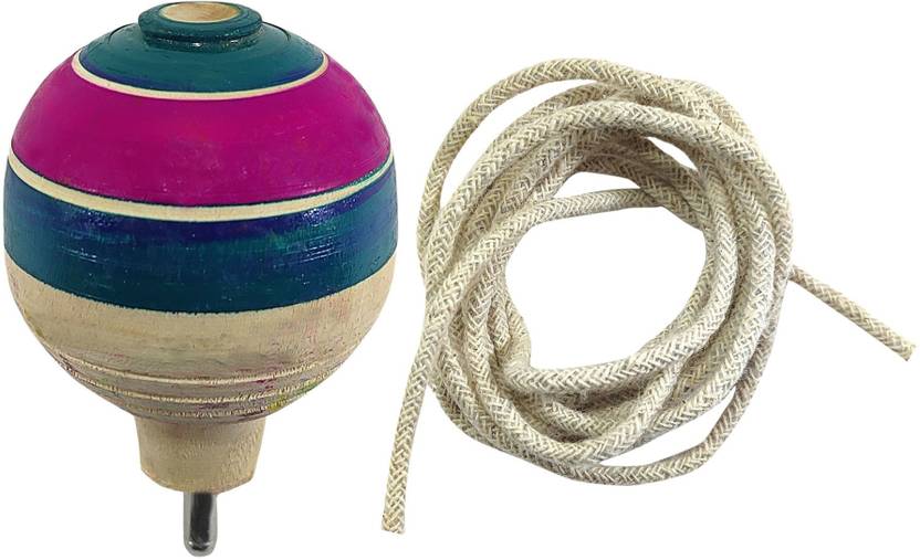 Skystar Traditional Wooden Spinning Top with Crown Thread Pambaram