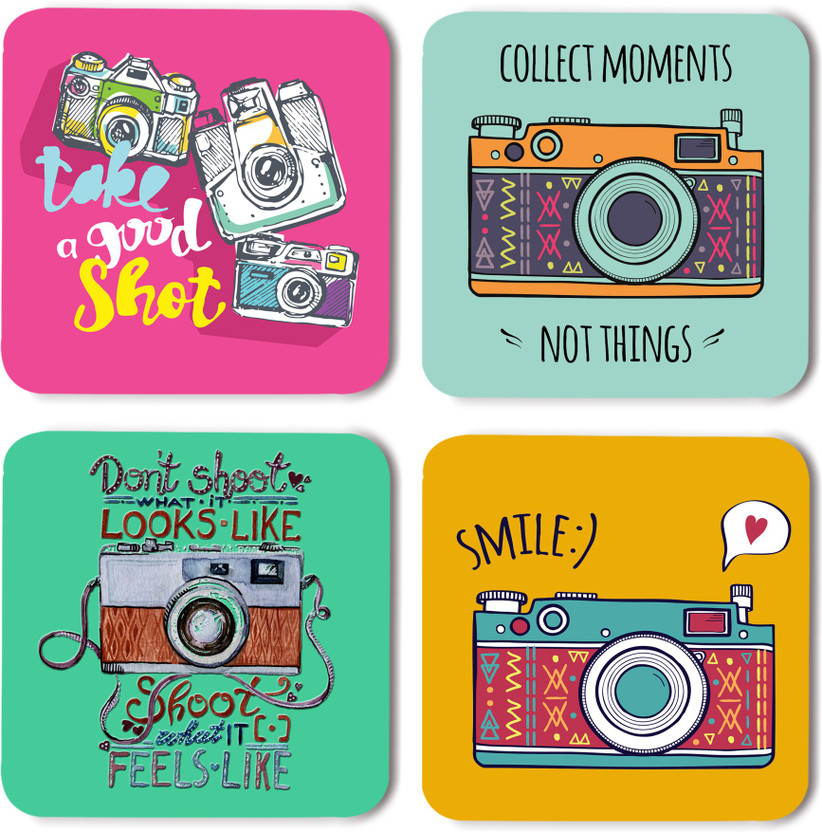 whats whats your kick Square Wood Coaster Set(Pack of 4) - Flipkart Deal