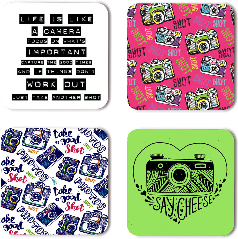 whats whats your kick Square Wood Coaster Set(Pack of 4) - Flipkart Deal