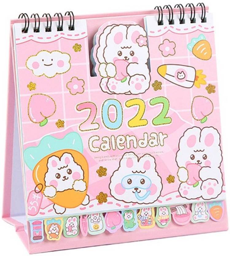 Rack Jack 2022 Desk Calendar Bunny with Sticky Notes 2022 Table