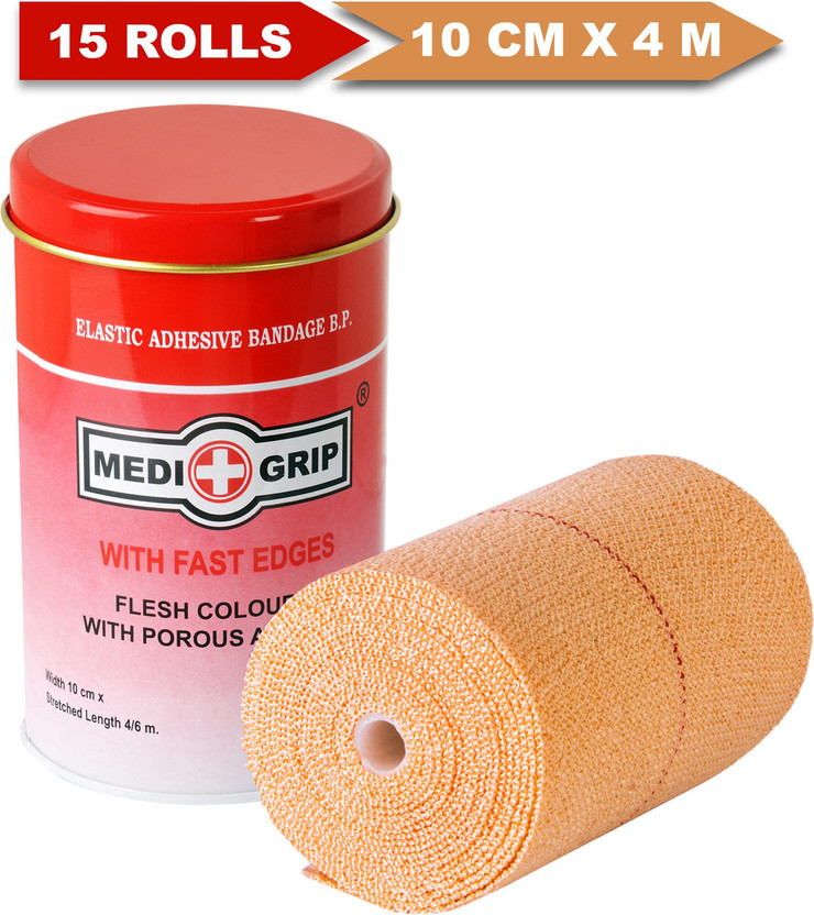 Medigrip Elastic Adhesive Bandage 10 cm X 4 m Crepe Bandage(-1 cm)
