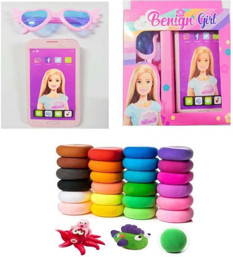 imtion imtion 4 IN 1 ( 12 Pcs different bouncing clay + Cell phone musical mobile toys + gogles ) Birthday return gift for kids - Flipkart Deal