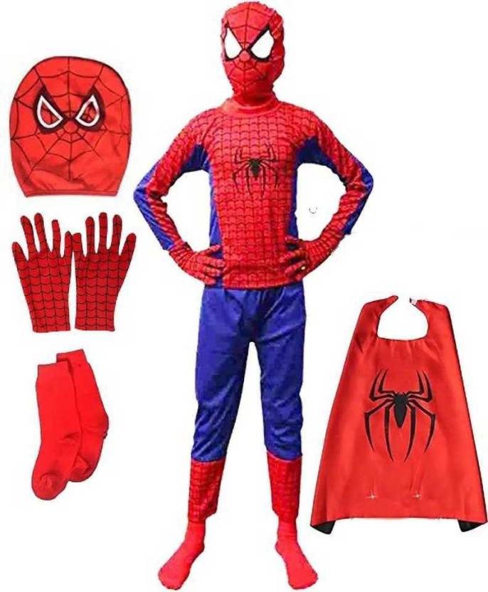 Muskan Enterprises spiderman dress for kids | Full set (Trouser, t-shirt,  mask, gloves, socks, backshawl) | multicolor costume| 2 to 12 years old  kids Kids Costume Wear Price in India - Buy