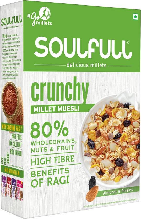 SOULFULL High Fibre Crunchy Millet Muesli with 80 Whole Grains,Nuts