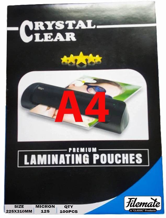 FileMate A4 size Lamination Pouch(125 Micron)(Pack of 100pcs)(225 X 310