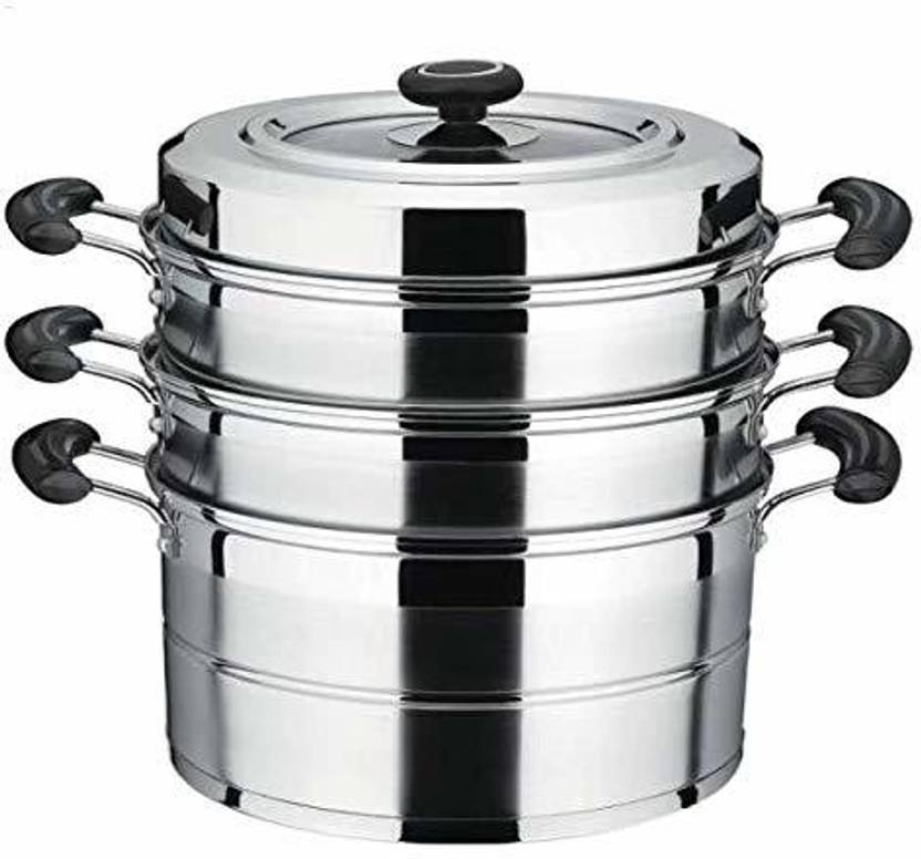 LIVECOOK 3 Tier Induction Base/Gas Burner DimSum (30 cm) Stainless