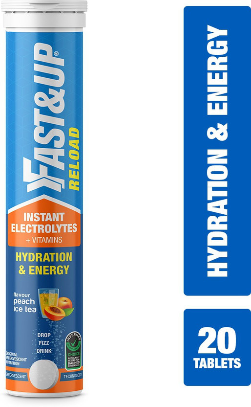 FAST&UP Reload Electrolytes-Hydration with Instant Energy Formula-Energy Drink-IcePeach Hydration Drink(20, Peach Ice Tea Flavored)