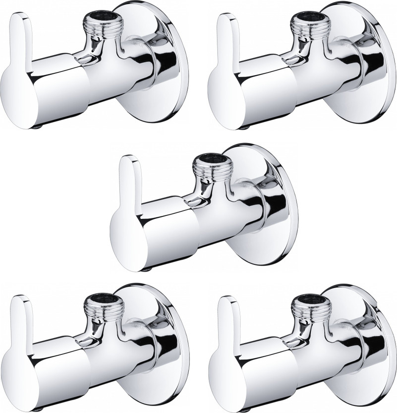 PLNJAR by Stainless Steel 5 Pcs Combo Faucet Angle Valve, Long Lasting Water Tap Building Materials And Supplies, Best Plumbing Bathroom and Kitchen Fittings Accessories Hardware Material, Best For Kitchen, Bathroom, Office, Hotel, Public Place Etc, Made In India Faucet Set