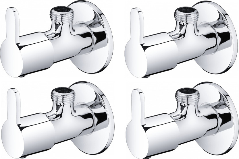 PLNJAR by Stainless Steel 4 Pcs Combo Faucet Angle Valve, Long Lasting Water Tap Building Materials And Supplies, Best Plumbing Bathroom and Kitchen Fittings Accessories Hardware Material, Best For Kitchen, Bathroom, Office, Hotel, Public Place Etc, Made In India Faucet Set