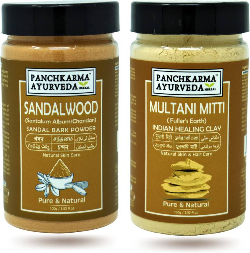 HerbtoniQ Herbal & Natural Sandalwood Powder 100g & Multani Mitti