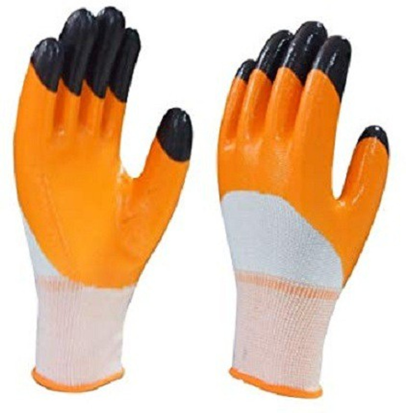 Masox Store Heavy Duty Nitrile Coated Work For Industrial Gardening Agricultural O_11 Wet and Dry Disposable Glove Set(Free Size Pack of 2)