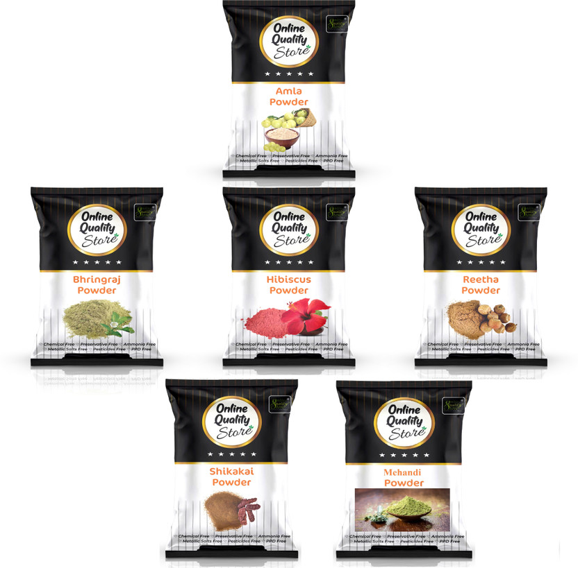 Online Quality Store Reetha + Amla + Shikakai + Bhringraj + Hibiscus + Mehandi_600g(600 g)