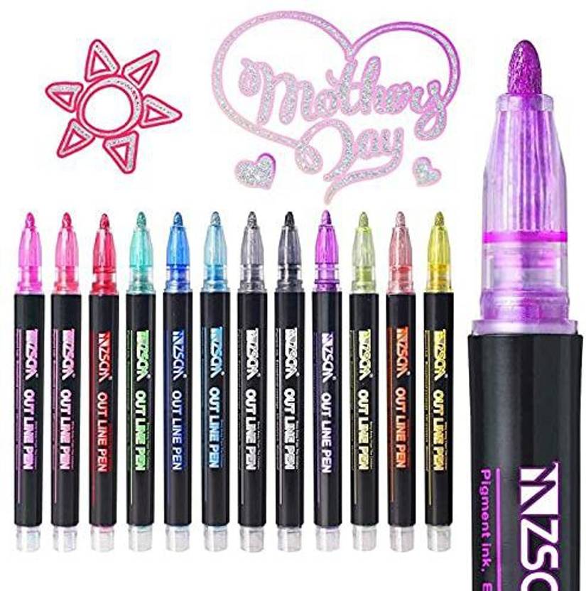 prisma collection Pack of 12 Metallic Double Line