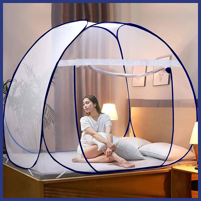 Kolar Pro Double Bed Machardani, Polyester Washable Adults Mosquito Net(Blue, Tent)