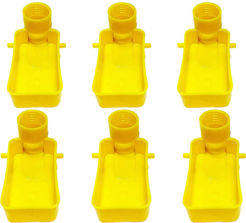 MARVIA Bird Food Feeder Automatic Food Feeder Cups for All Bottle , set of 6 Rectangle Plastic Pet Bowl(350 ml Yellow)