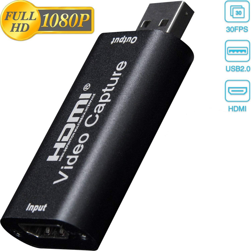 microware  TV-out Cable HDMI to USB Video Capture Card 1080P for Live Video Streaming Record viaDSLR cam(Black, For Camera)
