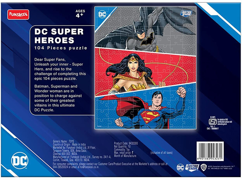 FUNSKOOL Play & Learn - DC Superhero Puzzle, Kids and Above, Multi Color Board Game Accessories