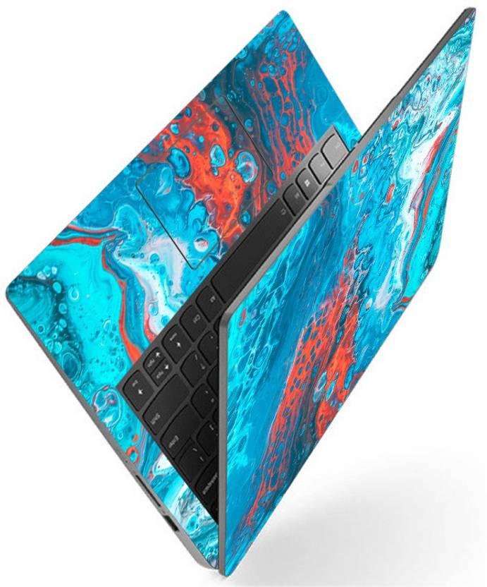 Techfit Full Body Laptop Skin Fits Size Upto 15.6 Inches Blue Orange
