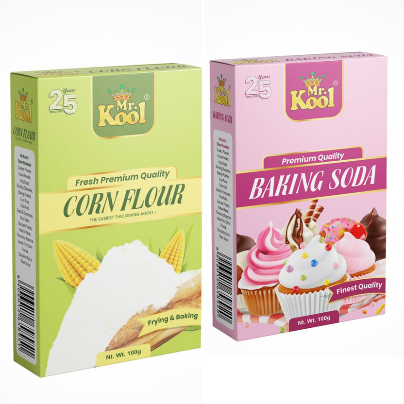 Mr.Kool Baking Combo Corn Flour 100g, Baking Soda 100g for Baking Cake, Cookies 200g Combo(100-100)