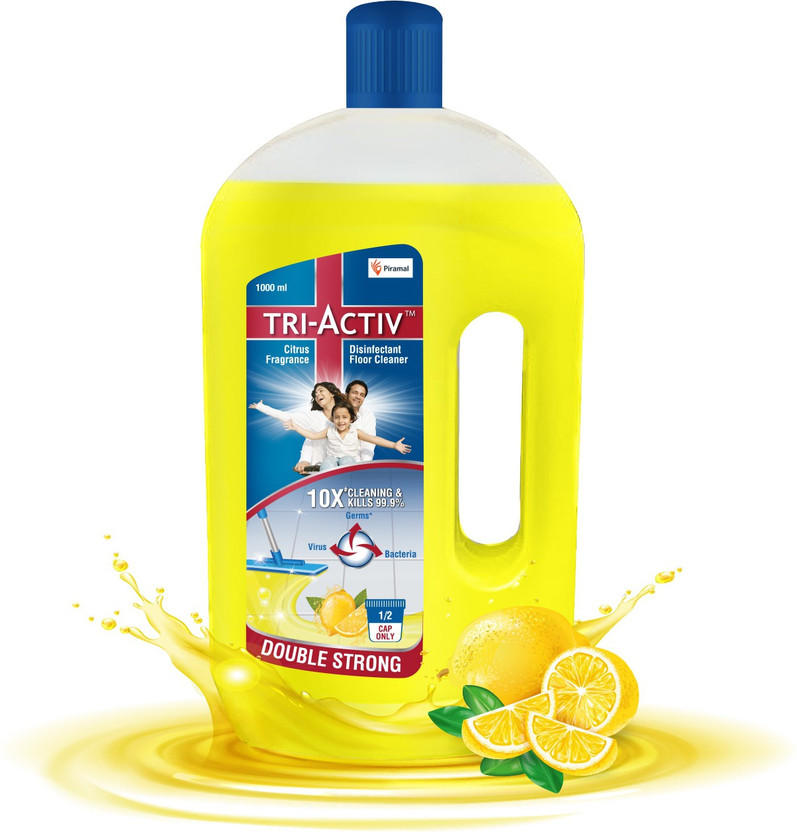 Tri-Activ Disinfectant Floor Cleaner Double Strong Half Cap 10X Cleaning Kill 99.9% Germs Citrus(1000 ml)