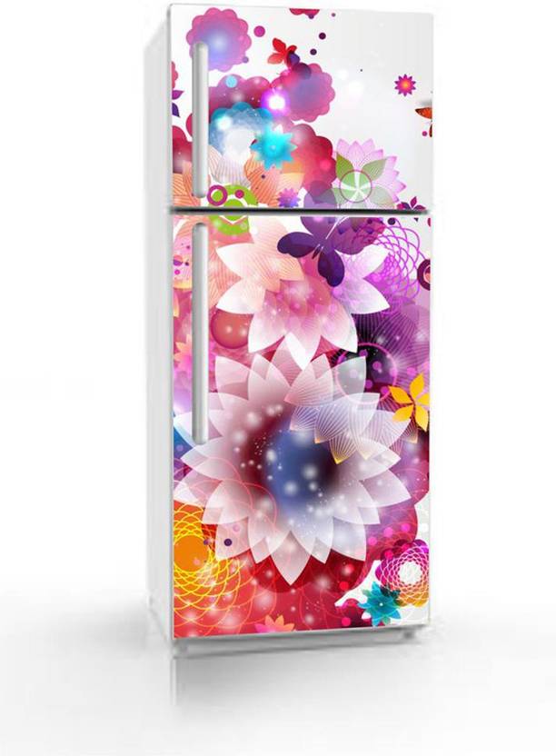 ADVAIT DESIGNS 60 cm Decorative Abstract Flower With Butterflies Vinyl