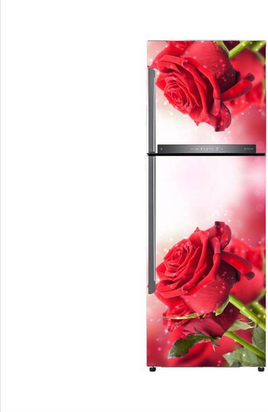 Decor studio 60 cm red rose colourful flower Fridge wallpaper poster