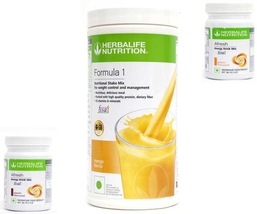 HERBALIFE Afresh Energy Drink Mix ELAICHI+PEACH With Formula1MANGO