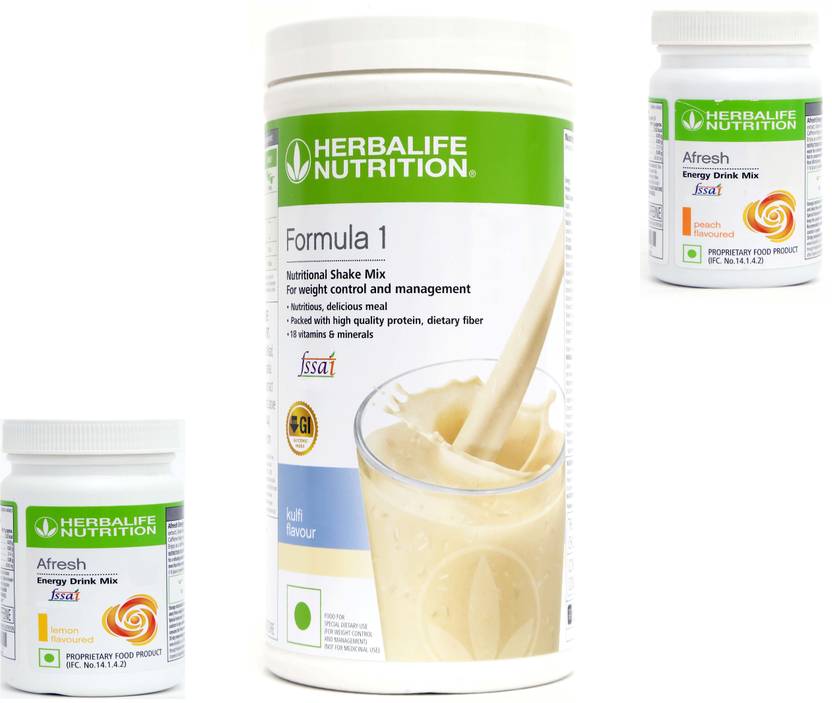 HERBALIFE Afresh Energy Drink Mix LEMON+PEACH With Formula1KULFI