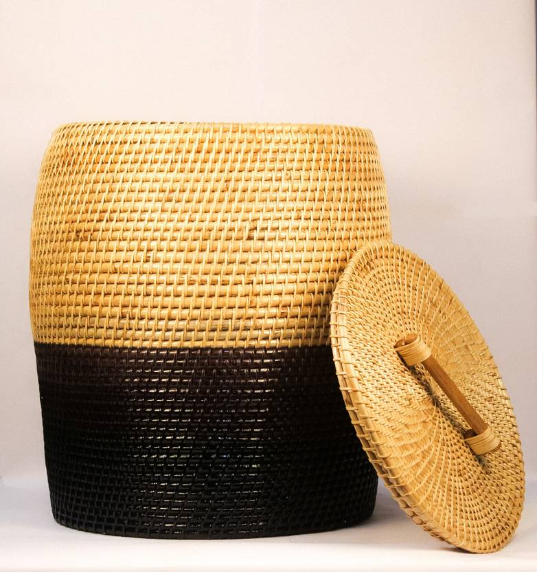 Essences Of Life Dual tone Laundry Basket Cane Flower Basket Price in