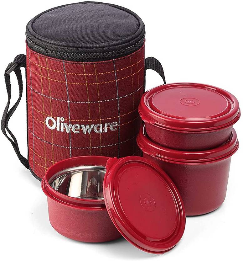 Oliveware Infinite Lunch Box 3 Stainless Steel Containers Microwave Safe